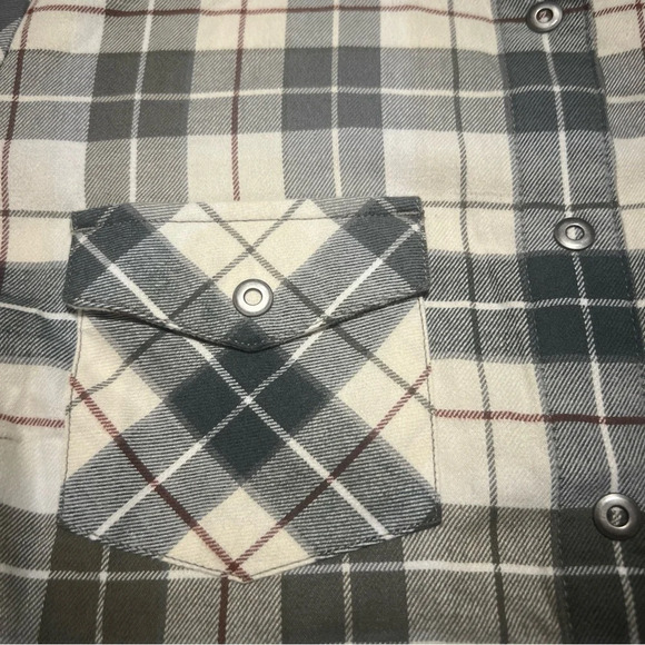 Kuhl Plaid Grey White Brown Full Snap Corduroy Collar Flannel Shirt S - Picture 3 of 8